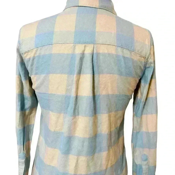 Faherty Women's Blue & Brown Plaid Button Up Shirt Organic Cotton Extra Small XS - Picture 2 of 12